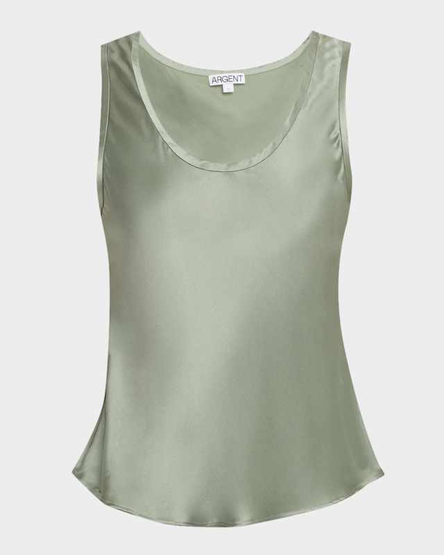 Scoop-Neck Shiny Silk Charmeuse Tank